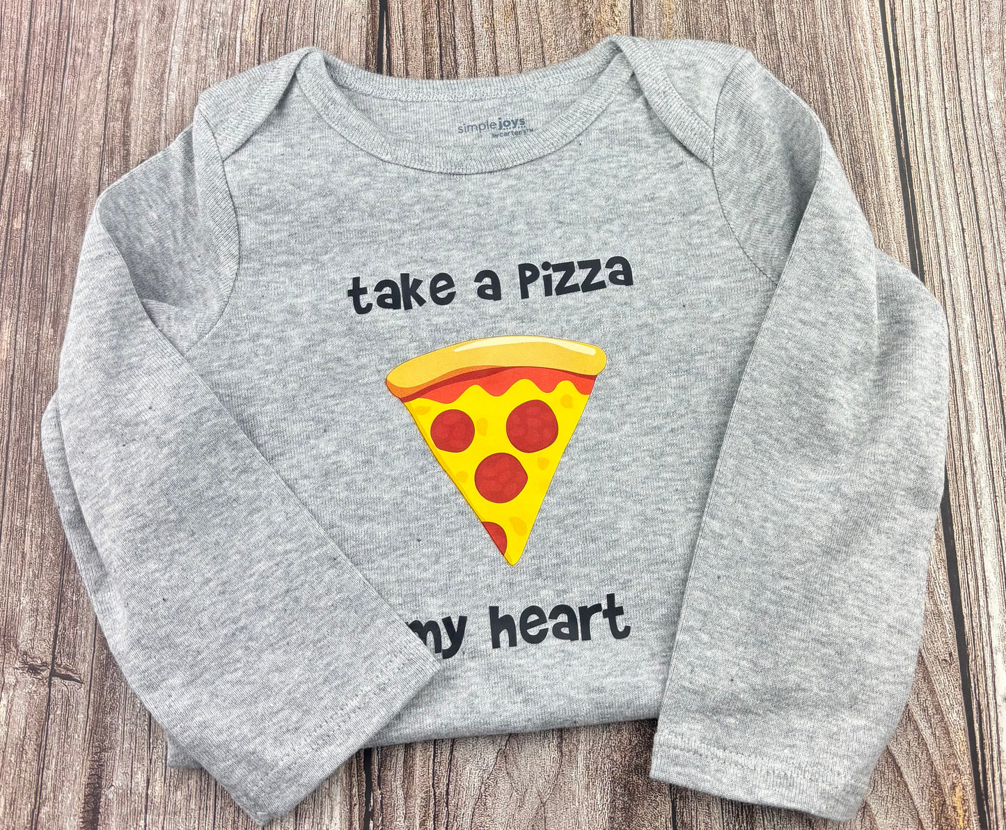 Take a Pizza My Heart Long Sleeve Baby Onesie
