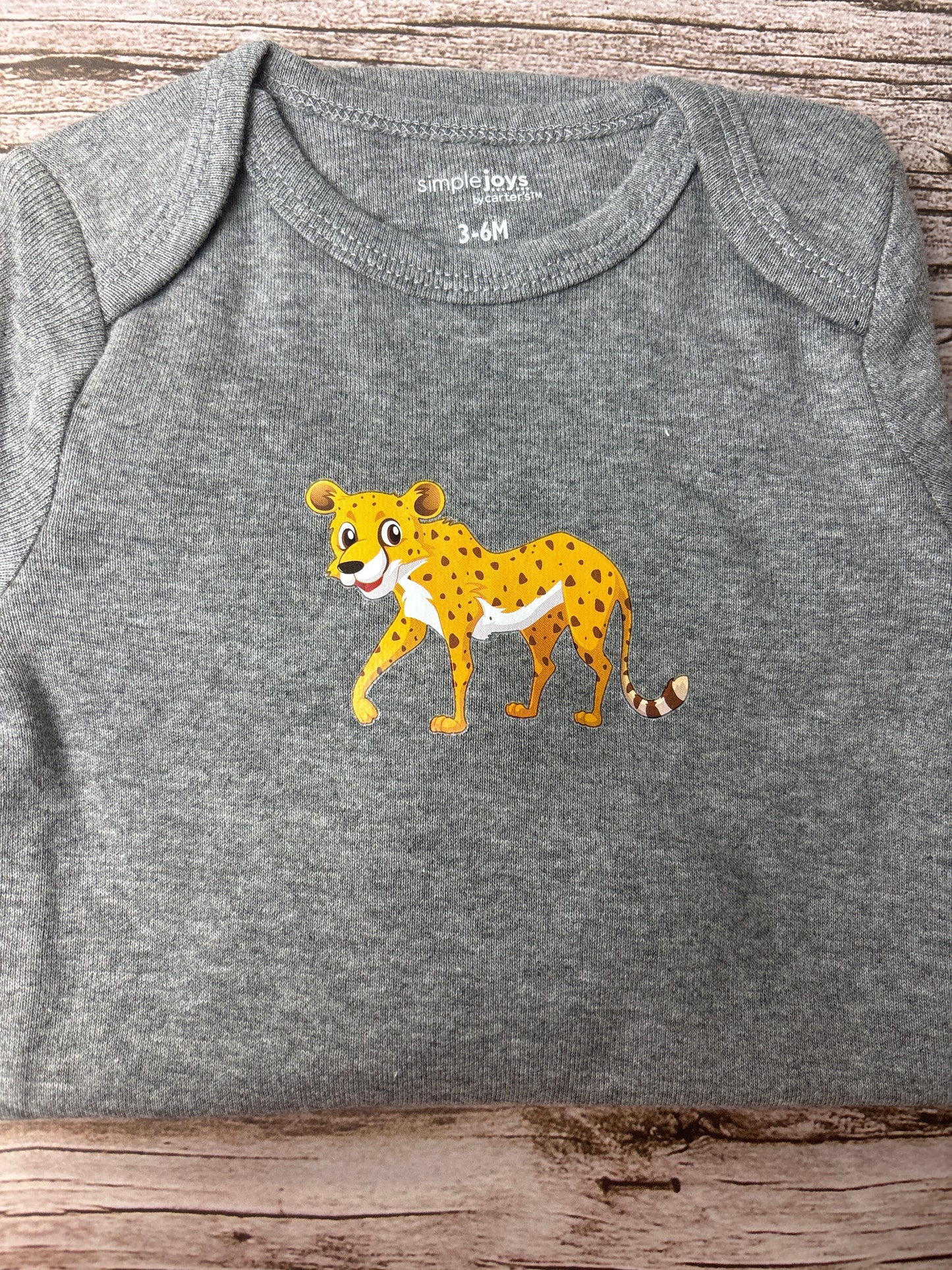 Cheetah Long Sleeve Gray Onesie