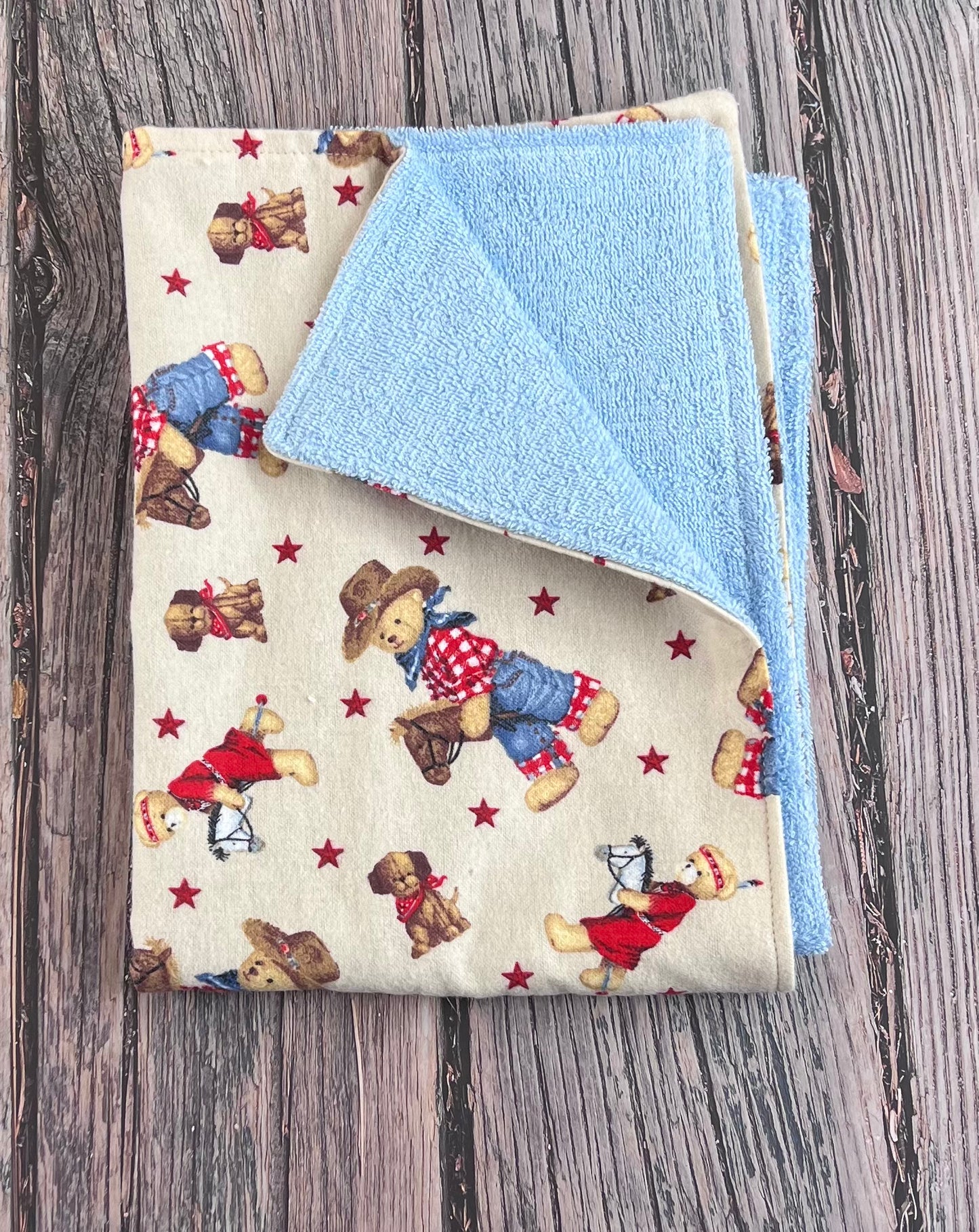 Cowboy - Blue Terrycloth Burping Cloth