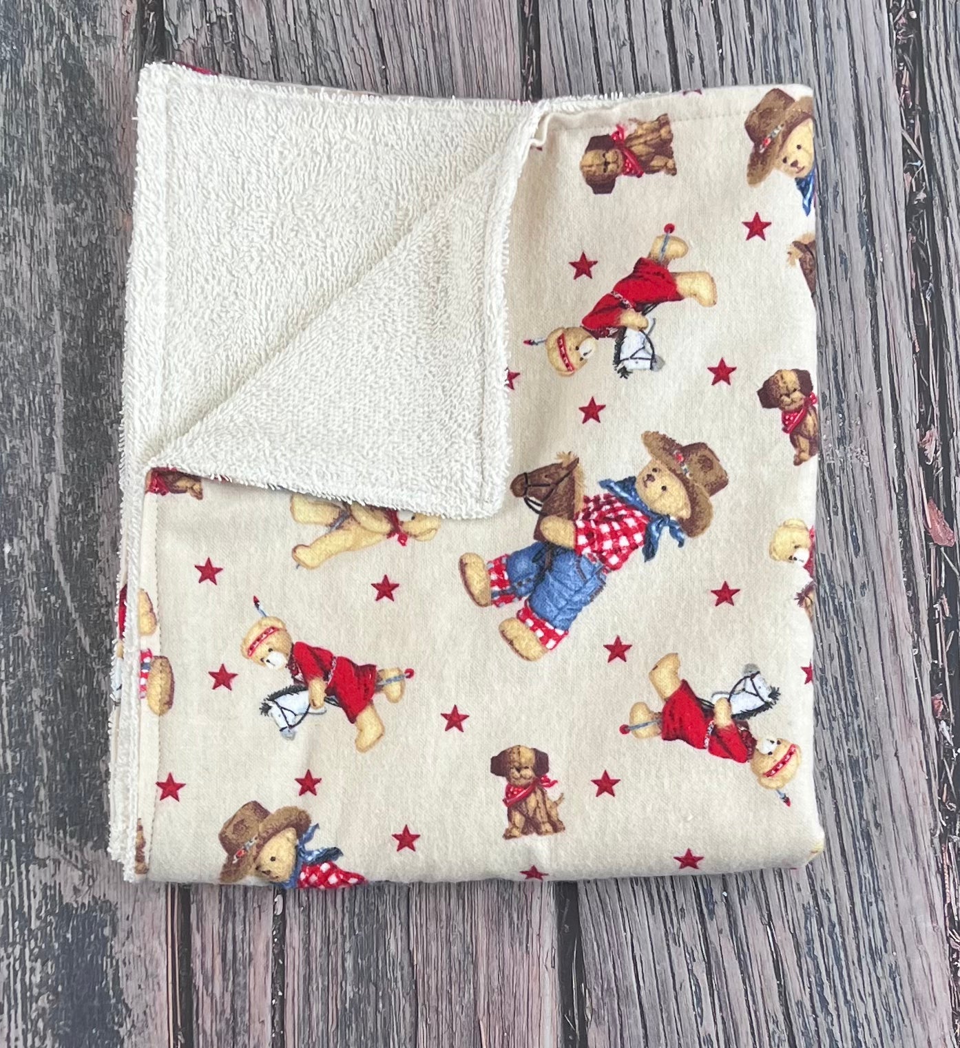 Cowboy - Vanilla Terrycloth Burping Cloth