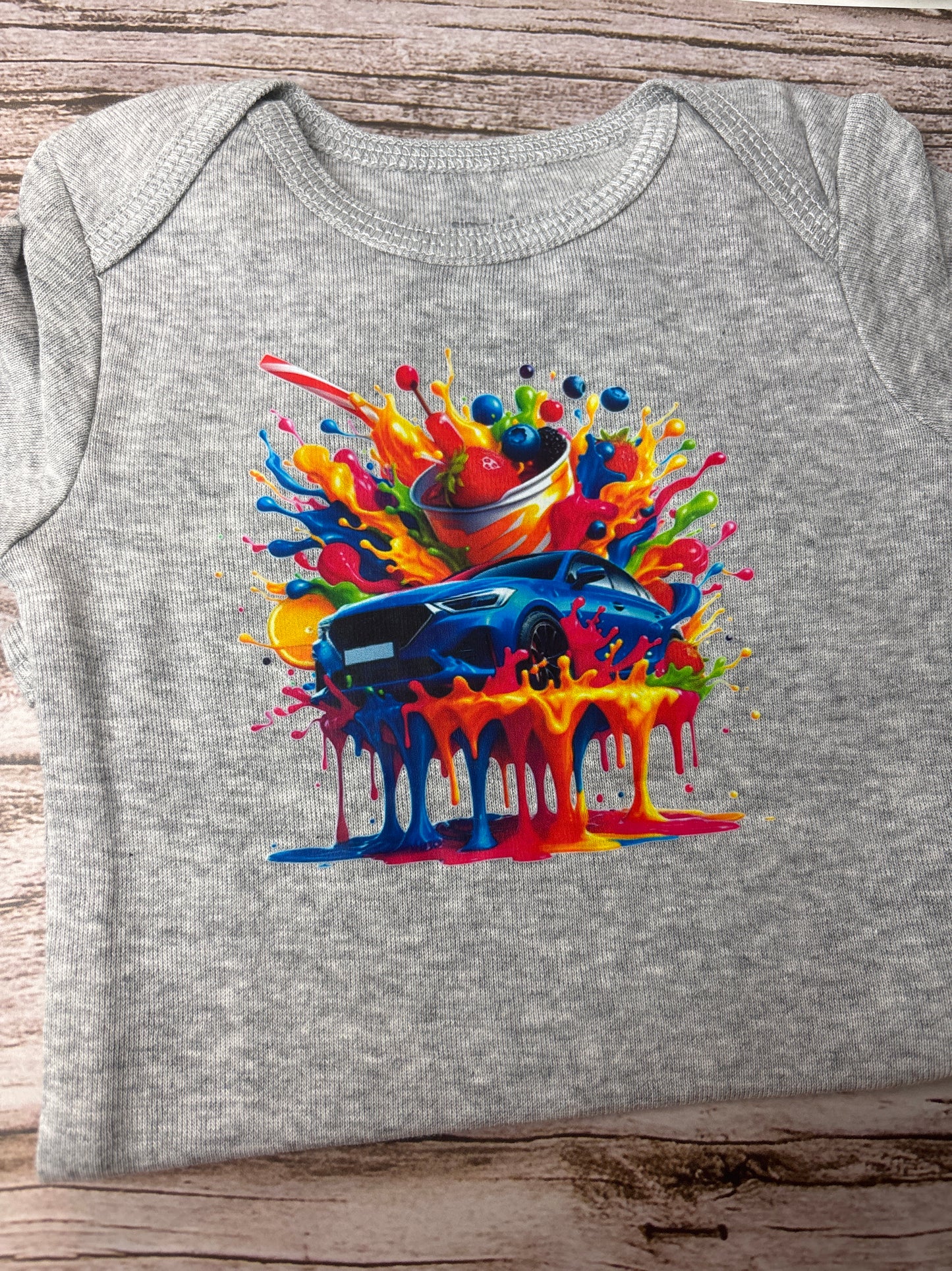 Car Fruits Splash Baby Onesie