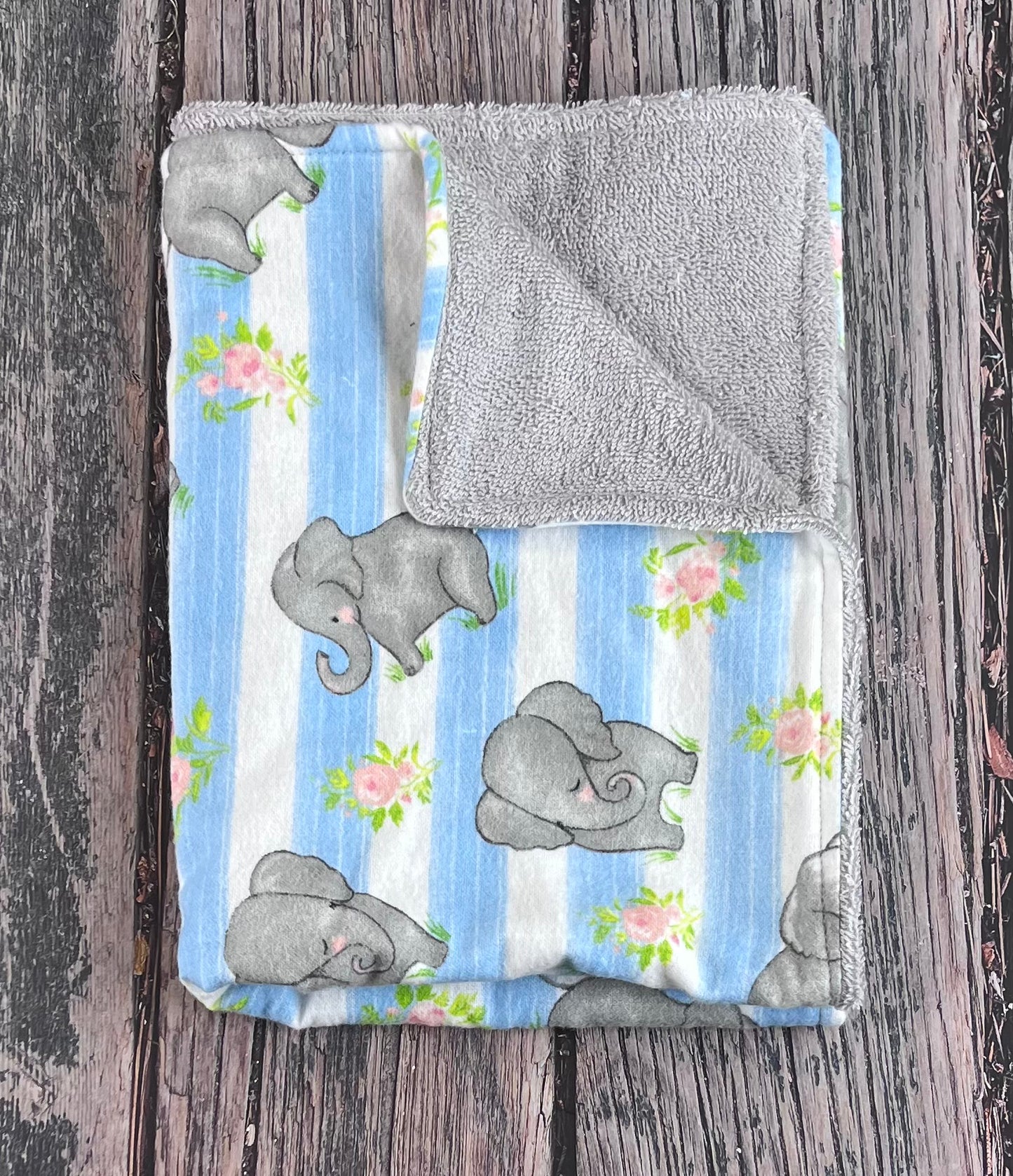 Elephant Blue Burping Cloth