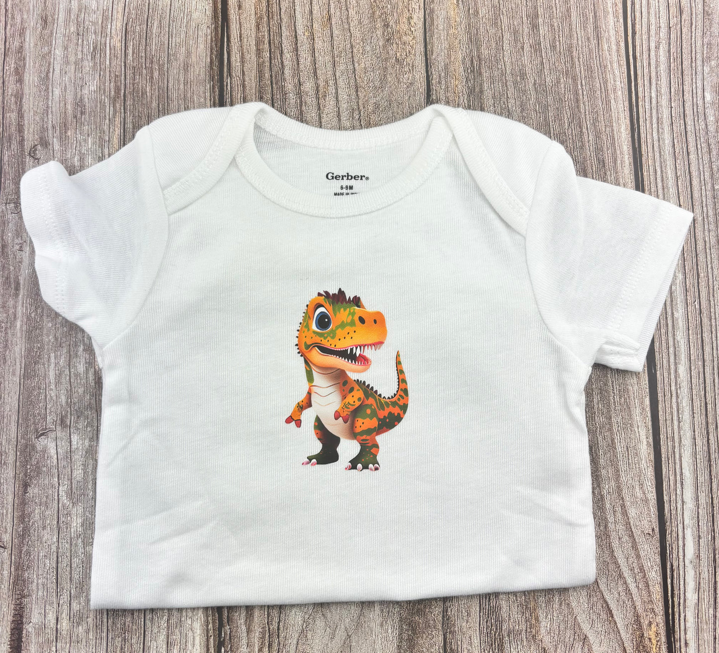 Orange Dino Baby Onesie