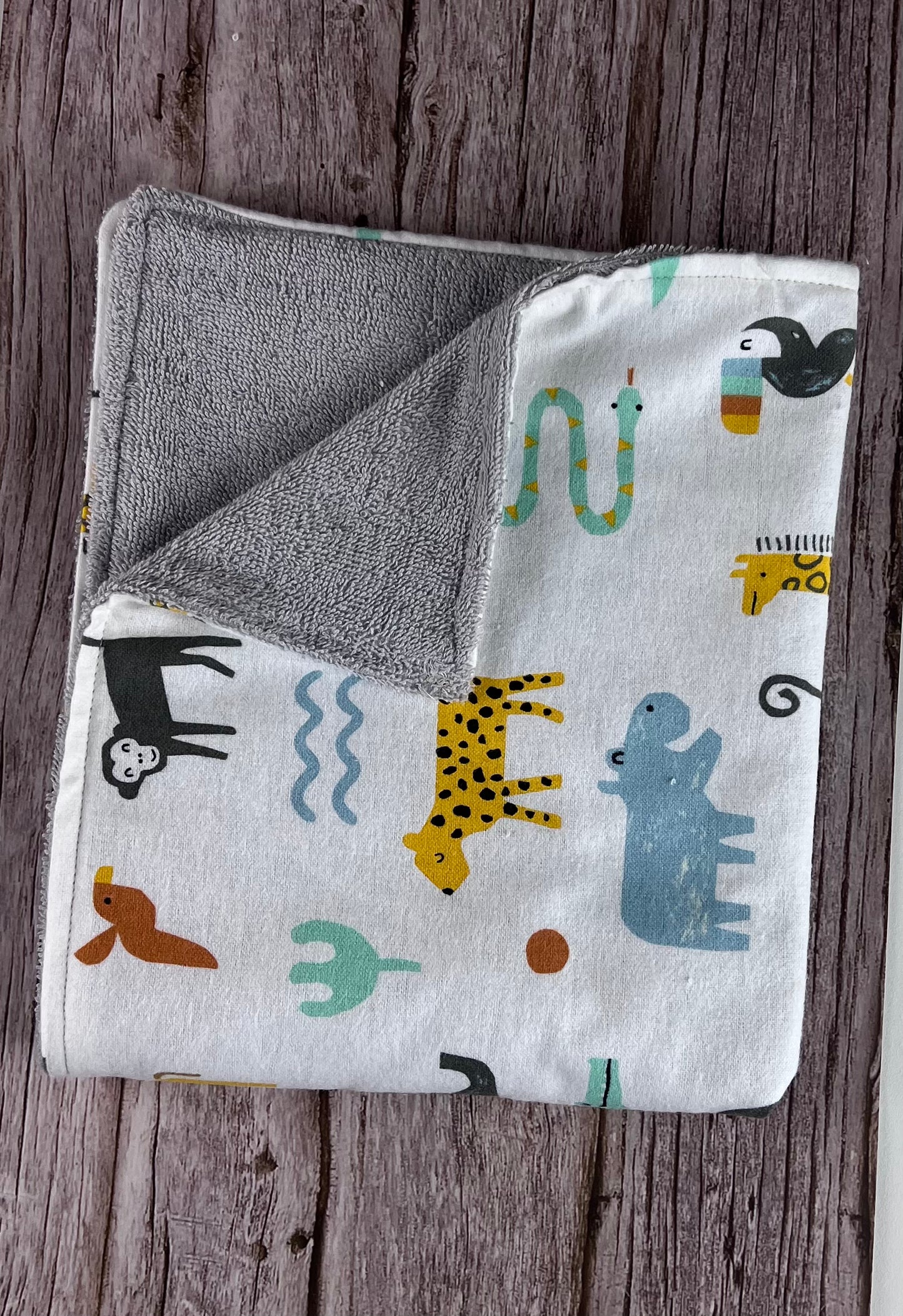 Hippo w/ Gray Terrycloth Burping Cloth