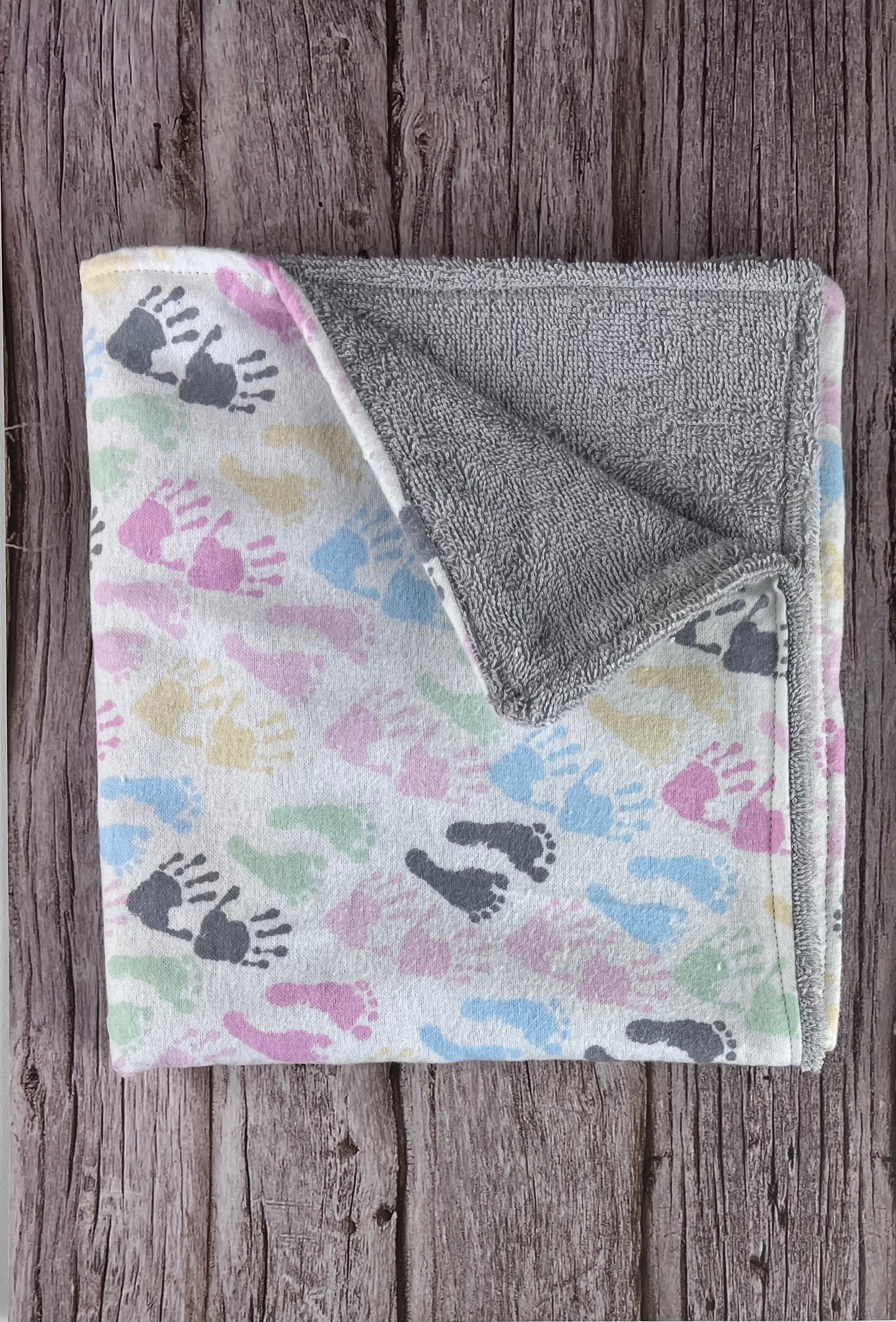 Little Feet w/ Gray Terrycloth Burping Cloth
