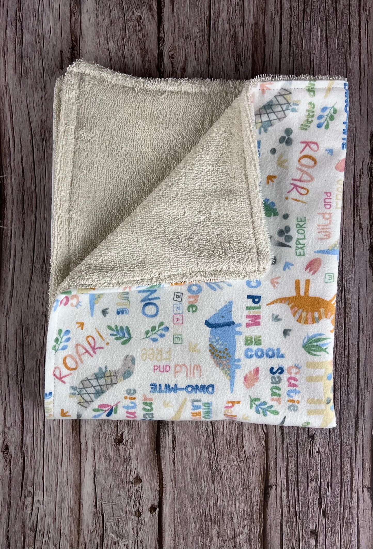 Roar w/ Vanilla Terrycloth Burping Cloth