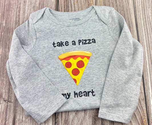 Take a Pizza My Heart Long Sleeve Baby Onesie