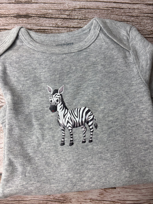 Zebra Long Sleeve Baby Onesie