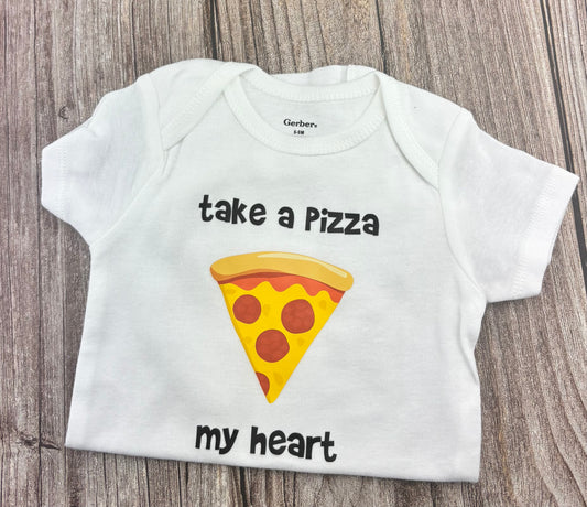 Take a Pizza My Heart baby onesie