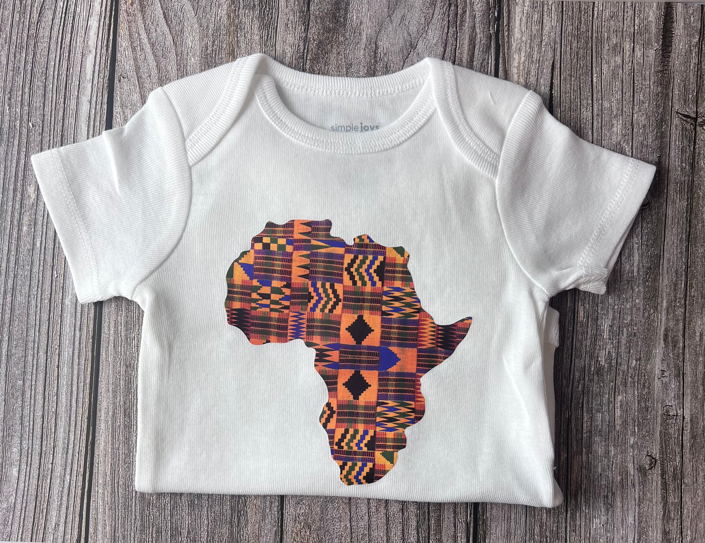 African Map Kenya Short Sleeve White Onesie