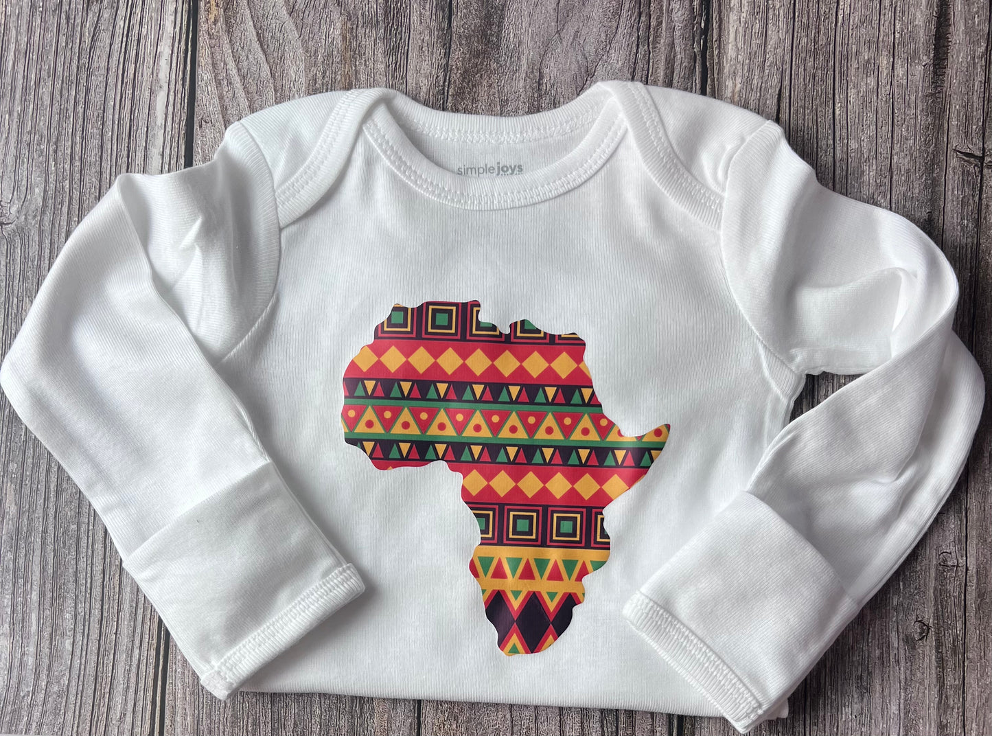 African Map Zimbabwe Long Sleeve White Onesie