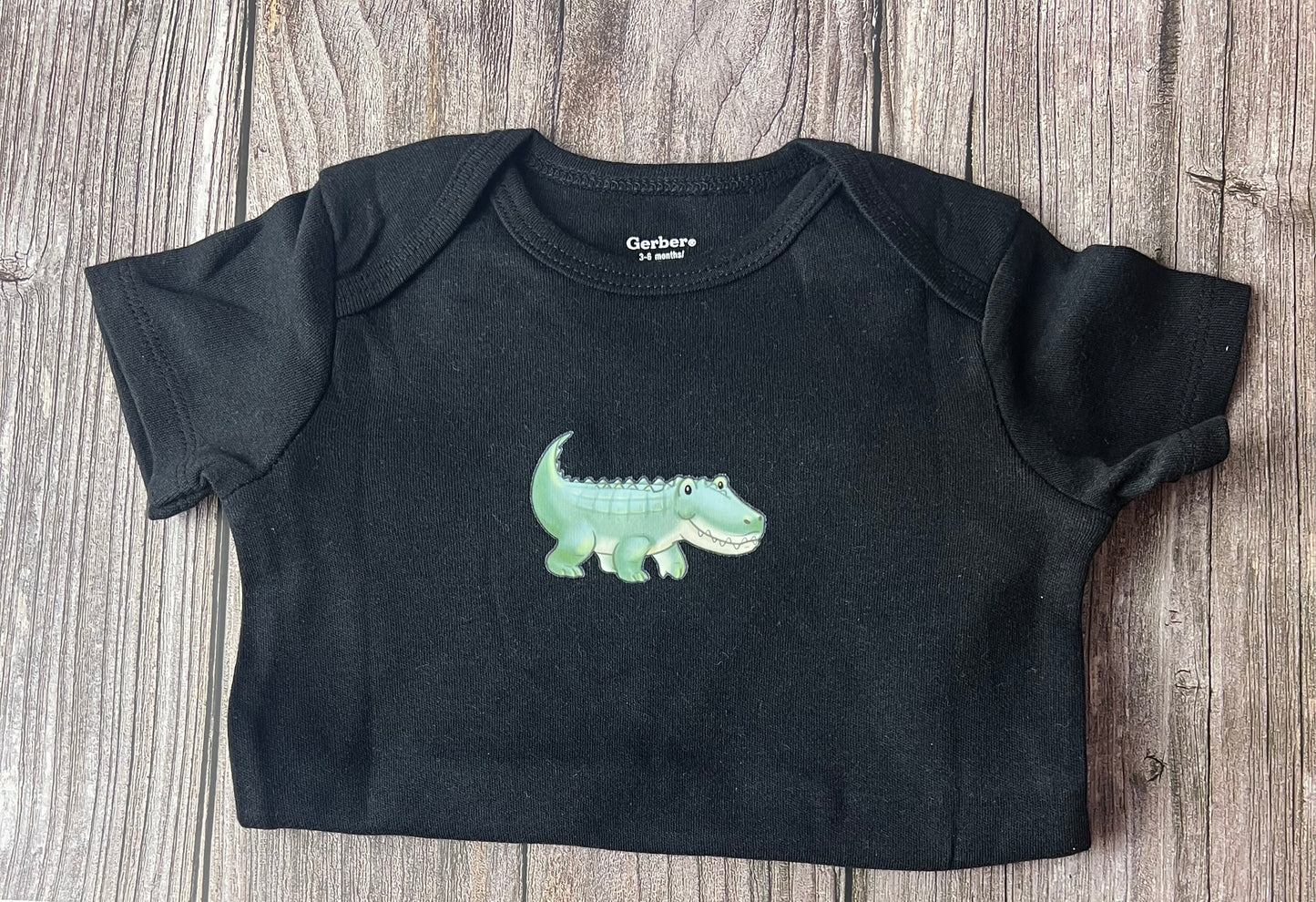 Alligator- Short Sleeve Black Onesie