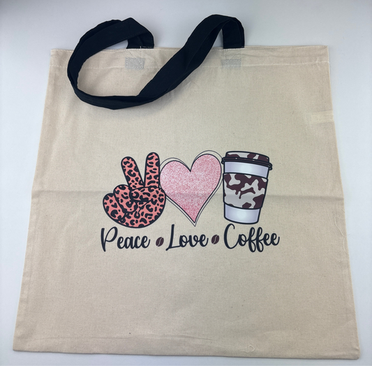 Peace.Love.Coffee Tote Bag