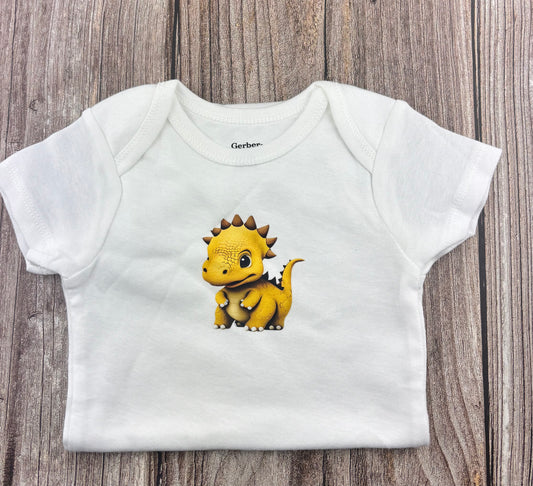 Yellow Dino Baby Onesie