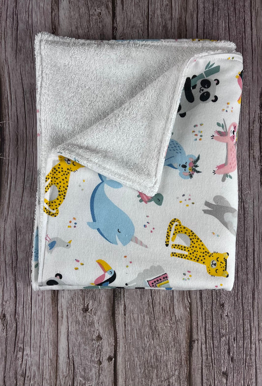 Panda & Friends w/ White Terrycloth Burping Cloth