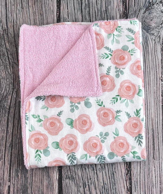 Pink Roses Burping Cloth