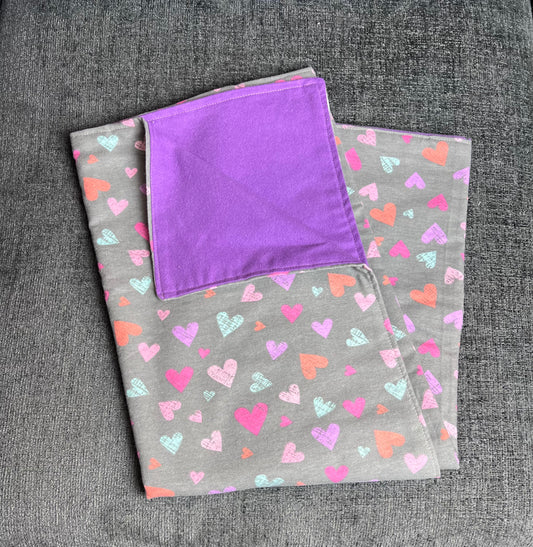 Pink and Purple Hearts Receiving Blanket
