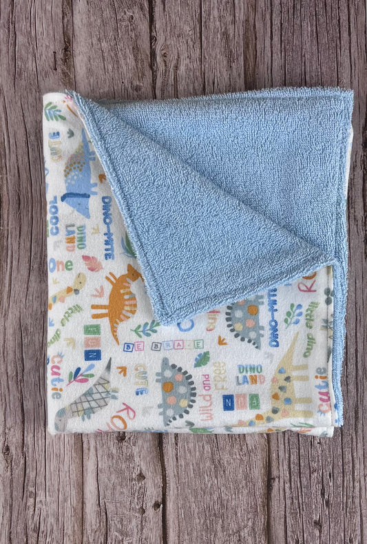 Roar w/ Blue Terrycloth Burping Cloth