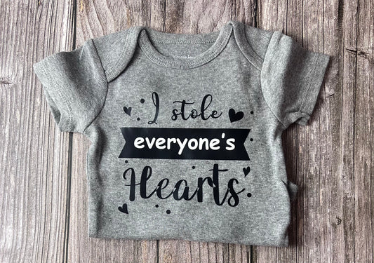 Stolen Hearts- Short Sleeve Drk Gray Onesie