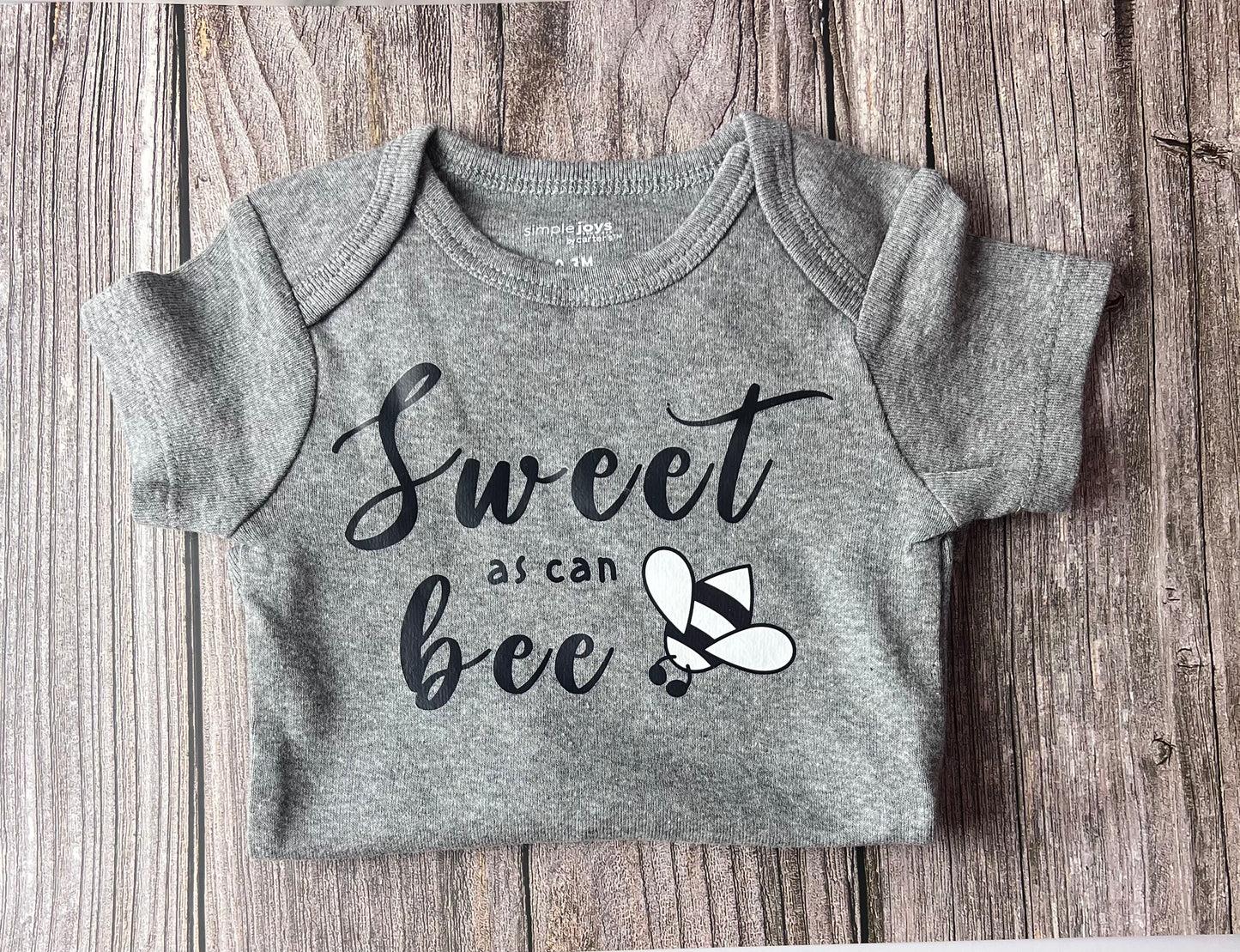 Sweet Bee- Short Sleeve Gray Onesie